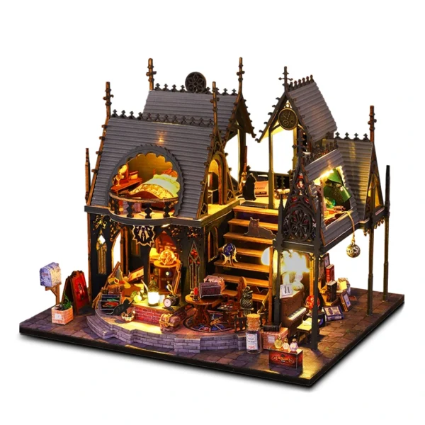 Luna Magic House miniature dollhouse kit with intricate details, whimsical design, and enchanting decorations.